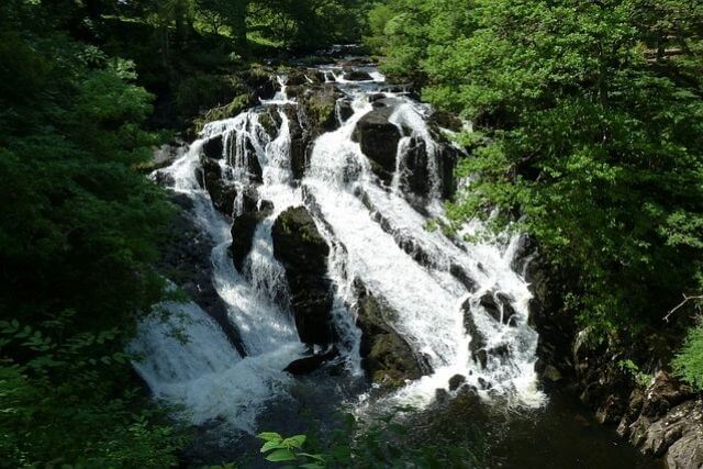 Beautiful scenery of Swallow Falls in Conwy