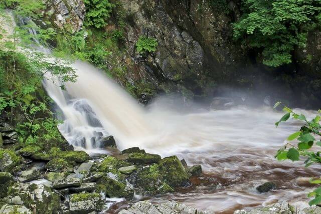 Fast flowing waterfall in Snowdonia