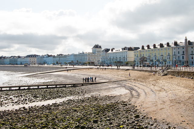 A view of Llandudno North Shore Beach and the Promenade