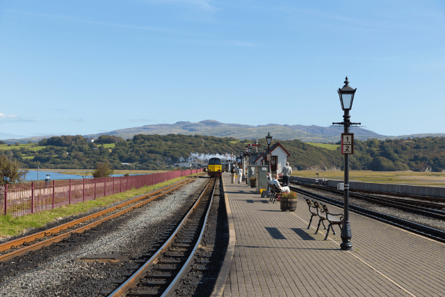 The railway line at Porthmadog.