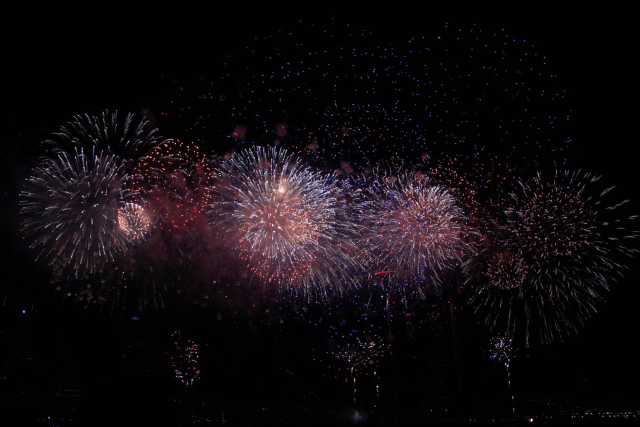 Colourful fireworks in North Wales.