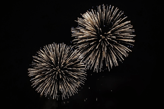 Two large fireworks.