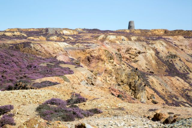The multicoloured rocks of Parys Mountain in Anglesey.