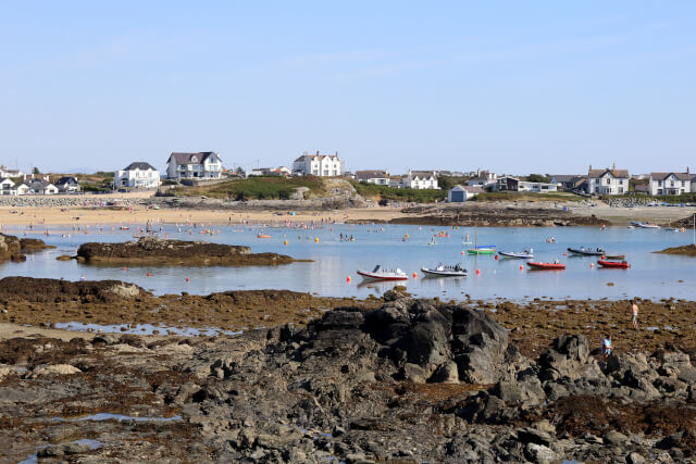 Beach view across the bay at Trearddur Bay, Anglesey